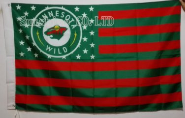 Minnesota Wild USA With Stars and Stripes Flag hot sell goods 3X5FT