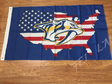 Nashville Predators  Hockey League flag US flag flying 3x5ft