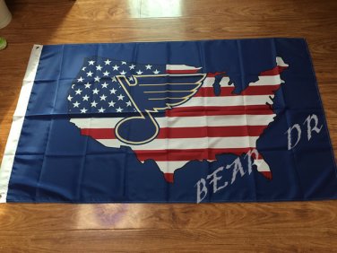 3x5ft St. Louis Blues flag NHL Stars and Stripes USA flag decoration 100D polyester