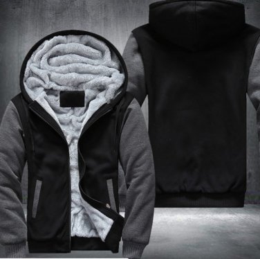 Fashion Print Hoodies Men Thicken Fleece Sweatshirts Long Sleeve Jacket  Style 2