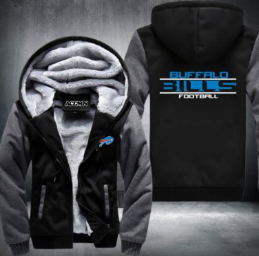 Buffalo Bills Jacket Super Warm Thicken Fleece Zip Up Hoodie Men's Coat