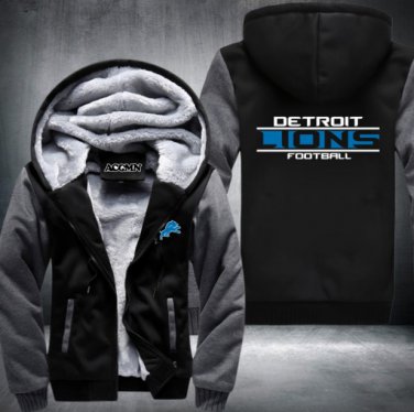 Detroit Lions Jacket Super Warm Thicken Fleece Zip Up Hoodie Men's Coat