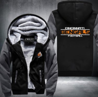 Cincinnati Bengals Jacket Super Warm Thicken Fleece Zip Up Hoodie Men's Coat