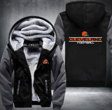 Cleveland Browns Jacket Super Warm Thicken Fleece Zip Up Hoodie Men's Coat