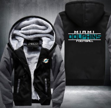 Miami Dolphins Jacket Super Warm Thicken Fleece Zip Up Hoodie Men's Coat