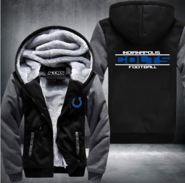Indianapolis Colts Jacket Super Warm Thicken Fleece Zip Up Hoodie Men's Coat
