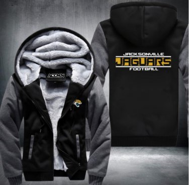 Jacksonville Jaguars Jacket Super Warm Thicken Fleece Zip Up Hoodie Men's Coat