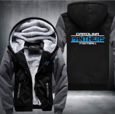 Carolina Panthers Jacket Super Warm Thicken Fleece Zip Up Hoodie Men's Coat
