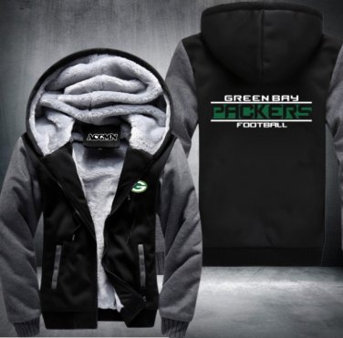 Green Bay Packers Jacket Super Warm Thicken Fleece Zip Up Hoodie Men's Coat