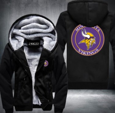 Minnesota Vikings  Hoodies Zip Up Printing Pattern Coats Super Warm Thicken Fleece Men's Coat