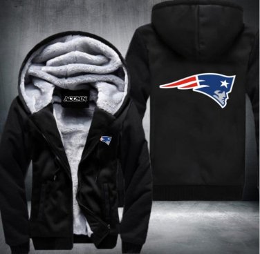 New England Patriots Hoodies Zip Up Printing Pattern Coats Super Warm Thicken Fleece Men's Coat