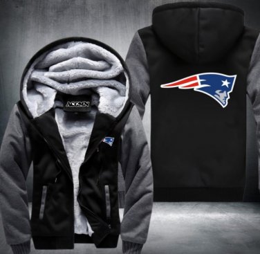 New England Patriots Hoodies Printing Pattern Coats Super Warm Thicken Fleece Men's Coat Style 2