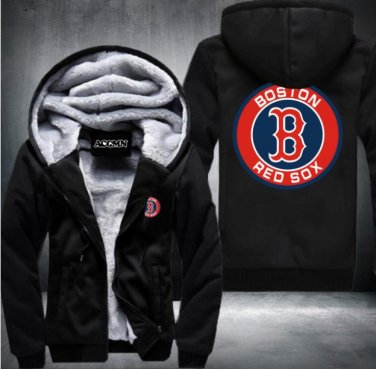 Boston Red Sox Hoodies Zip Up Printing Pattern Coats Super Warm Thicken Fleece Men's Coat
