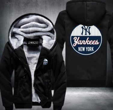 New York Yankees Hoodies Zip Up Printing Pattern Coats Super Warm Thicken Fleece Men's Coat