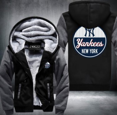 New York Yankees Hoodies Zip Up Printing Pattern Coats Super Warm Thicken Fleece Men's Coat Style 1