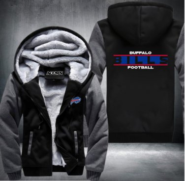 Buffalo Bills Team Hoodies Zip Up Printing Pattern Coats Super Warm Thicken Fleece Men's Coat