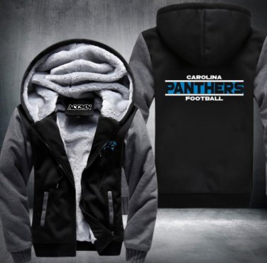 Carolina Panthers Team Hoodies Zip Up Printing Pattern Coats Super Warm Thicken Fleece Men's Coat