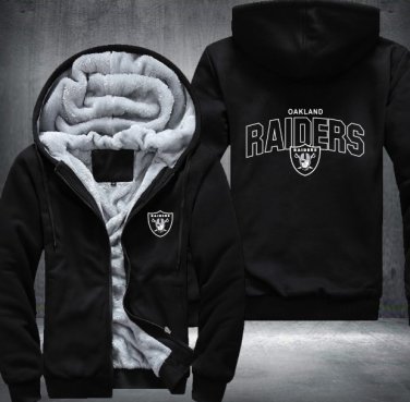 Oakland Raiders Team Men Women Thicken Fleece Zipper Hoodie Jacket Clothing Casual Coat