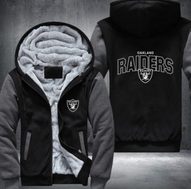 Oakland Raiders Team Men Women Thicken Fleece Zipper Hoodie Jacket Clothing Casual Coat Style 1