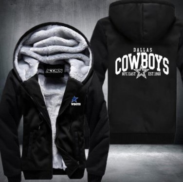 Dallas Cowboys Jacket Super Warm Thicken Fleece Zip Up Hoodie Men's Coat Style 1