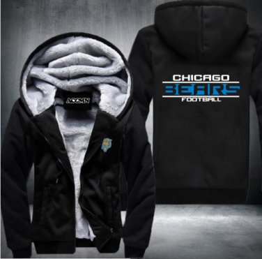 Chicago Bears Jacket Super Warm Thicken Fleece Zip Up Hoodie Men's Coat Style 1