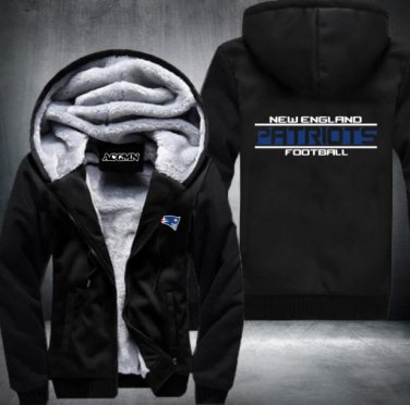 New England Patriots Jacket Super Warm Thicken Fleece Zip Up Hoodie Men's Coat Style 1