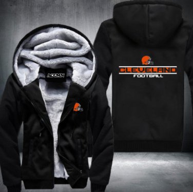 Cleveland Browns Jacket Super Warm Thicken Fleece Zip Up Hoodie Men's Coat Style 1