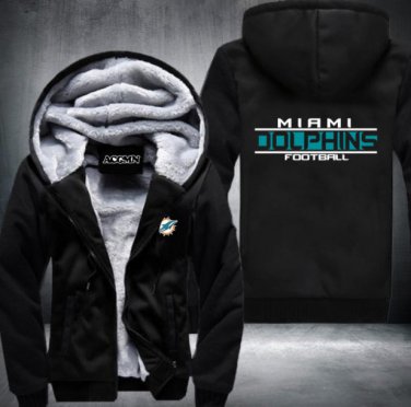 Miami Dolphins Jacket Super Warm Thicken Fleece Zip Up Hoodie Men's Coat Style 1