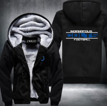 Indianapolis Colts Jacket Super Warm Thicken Fleece Zip Up Hoodie Men's Coat Style 1