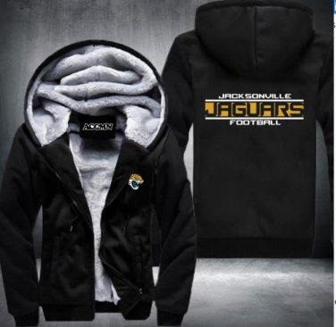 Jacksonville Jaguars Jacket Super Warm Thicken Fleece Zip Up Hoodie Men's Coat Style 1