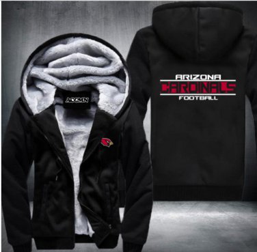 Arizona Cardinals Jacket Super Warm Thicken Fleece Zip Up Hoodie Men's Coat Style 1