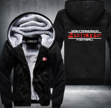 San Francisco 49ers Jacket Super Warm Thicken Fleece Zip Up Hoodie Men's Coat Style 1