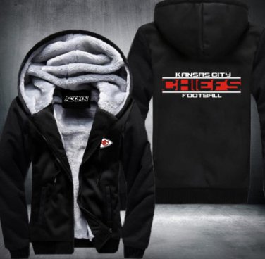 Kansas City Chiefs Jacket Super Warm Thicken Fleece Zip Up Hoodie Men's Coat Style 1