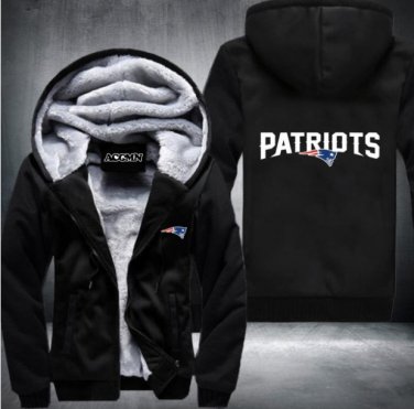 New England Patriots Football Team Thicken Fleece Zipper Hoodie Jacket Clothing Casual Coat Style 1