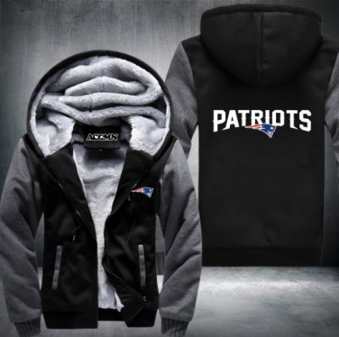 New England Patriots Football Team Thicken Fleece Zipper Hoodie Jacket Clothing Casual Coat Style 2