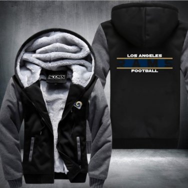 Los Angeles Rams Team Hoodies Zip Up Printing Pattern Coats Super Warm Thicken Fleece Men's Coat