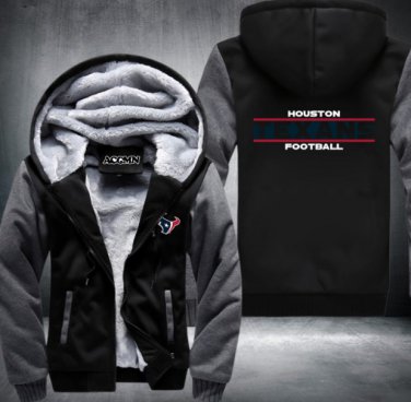 Houston Texans Team Hoodies Zip Up Printing Pattern Coats Super Warm Thicken Fleece Men's Coat