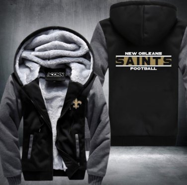 New Orleans Saints Hoodies Zip Up Printing Pattern Coats Super Warm Thicken Fleece Men's Coat