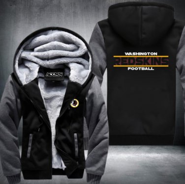 Washington Redskins Hoodies Zip Up Printing Pattern Coats Super Warm Thicken Fleece Men's Coat