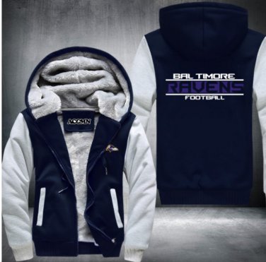 Baltimore Ravens Jacket Super Warm Thicken Fleece Zip Up Hoodie Men's Coat Style 1