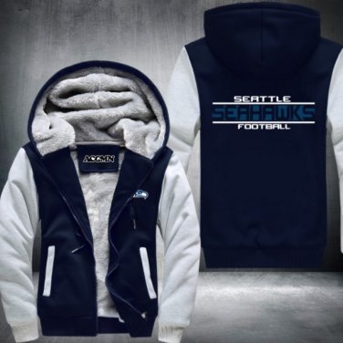 Seattle Seahawks Jacket Super Warm Thicken Fleece Zip Up Hoodie Men's Coat Style 1