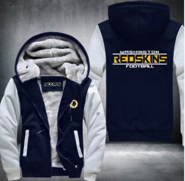 Washington Redskins Jacket Super Warm Thicken Fleece Zip Up Hoodie Men's Coat Style 1