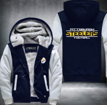 Pittsburgh Steelers Jacket Super Warm Thicken Fleece Zip Up Hoodie Men's Coat Style 1