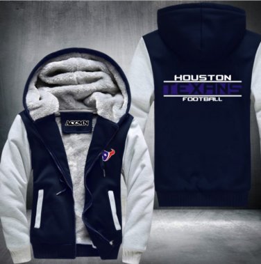 Houston Texans Jacket Super Warm Thicken Fleece Zip Up Hoodie Men's Coat Style 1