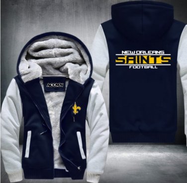 New Orleans Saints Jacket Super Warm Thicken Fleece Zip Up Hoodie Men's Coat Style 1