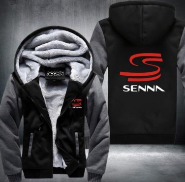 HERO F1 AYRTON SENNA Winter Men Thick Hoodies Patchwork Sweatshirt Zipper Fleece Tracksuit Style 2