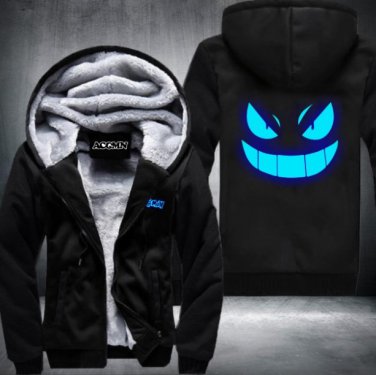 Pokemon Pocket Monster Gengar Luminous Zipper Jacket Sweatshirts Thicken Hoodie Coat  Style 1