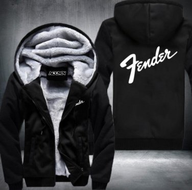 Winter Guitar brand Fender printing logo Jacket Thicken Fleece Hoody Swearshirt Style 2
