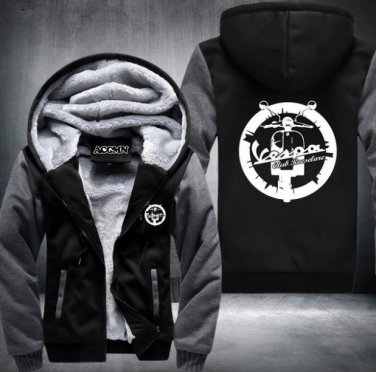 Classical Movies Hoodie Winter Vespa vintage motorcycle Logo Thicken Fleece Coat Jacket Style 2