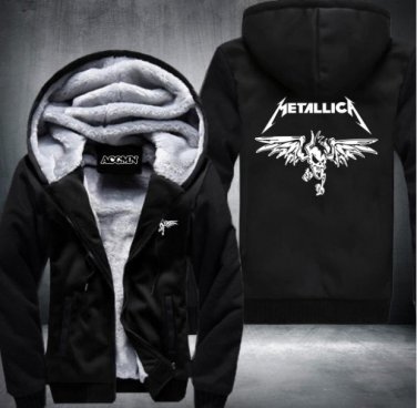 Classic Heavy Metal Metallica Rock Men's Hoodies  Thicken Fleece Zipper Casual Tops  Style 1